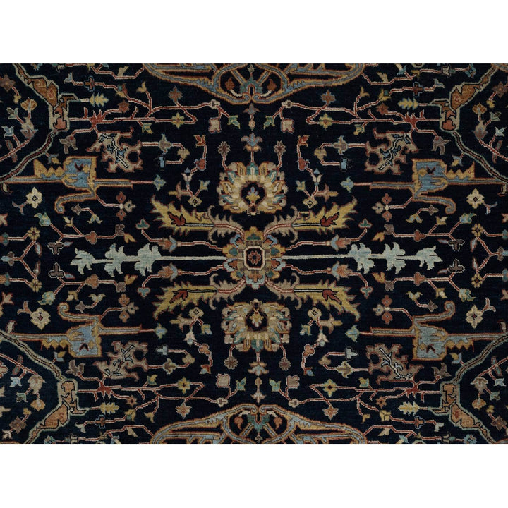 7'10" x 7'10" New Hand Knotted Blue Wool Round Oriental Rug - MOA10291522