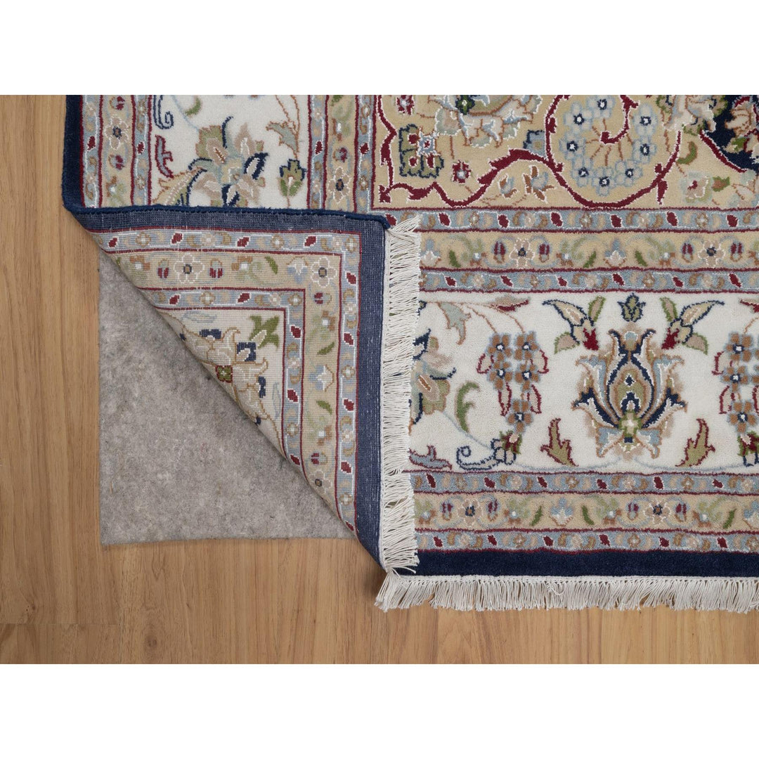 7'10" x 10'3" New Hand Knotted Blue Wool & Silk Rectangle Oriental Rug - MOA10291523