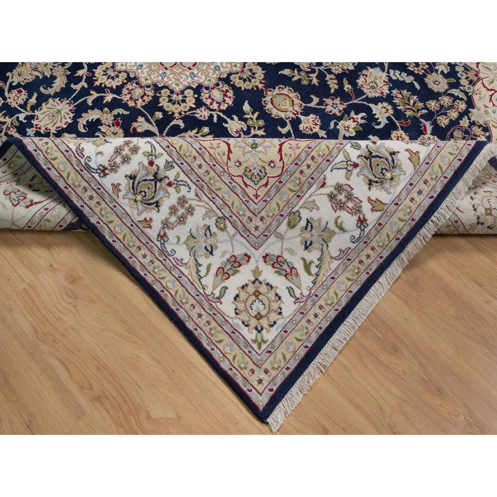 7'10" x 10'3" New Hand Knotted Blue Wool & Silk Rectangle Oriental Rug - MOA10291523