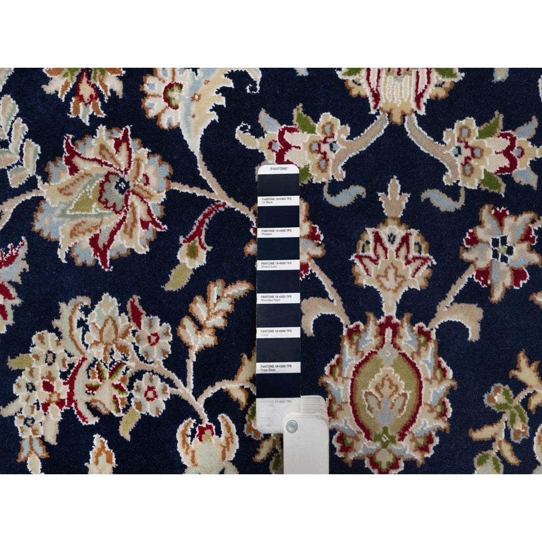 7'10" x 10'3" New Hand Knotted Blue Wool & Silk Rectangle Oriental Rug - MOA10291523