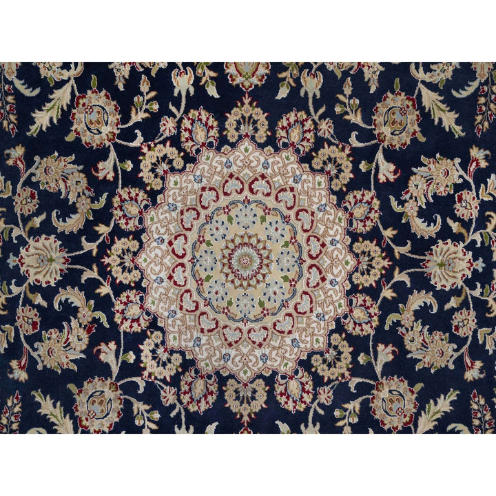 7'10" x 10'3" New Hand Knotted Blue Wool & Silk Rectangle Oriental Rug - MOA10291523