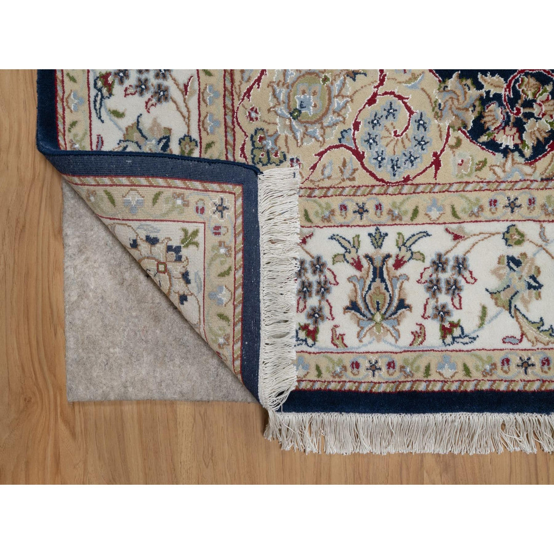5'10" x 9'2" New Hand Knotted Blue Wool & Silk Rectangle Oriental Rug - MOA10291524