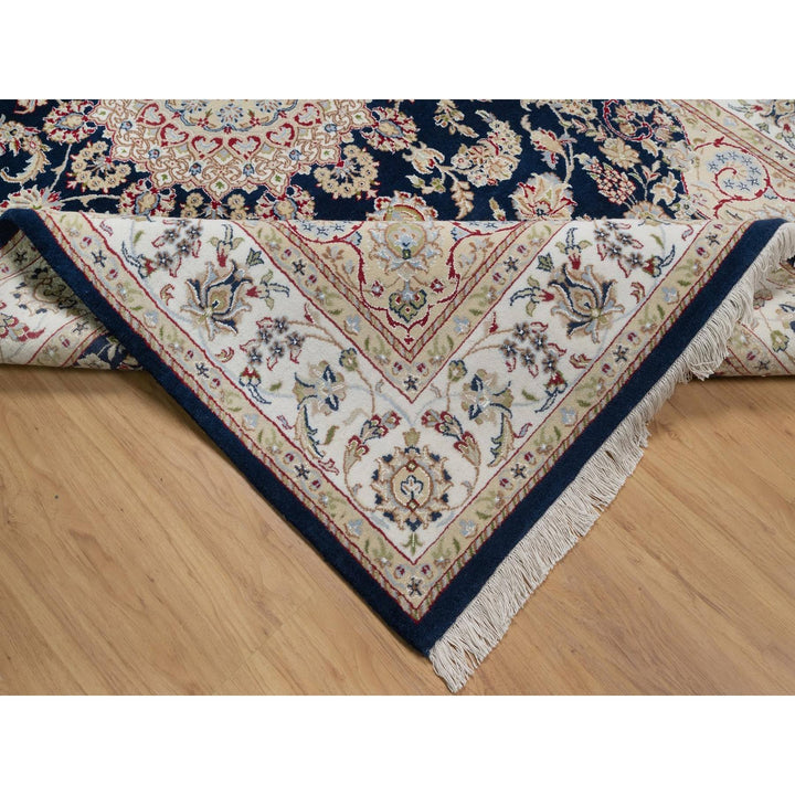 5'10" x 9'2" New Hand Knotted Blue Wool & Silk Rectangle Oriental Rug - MOA10291524