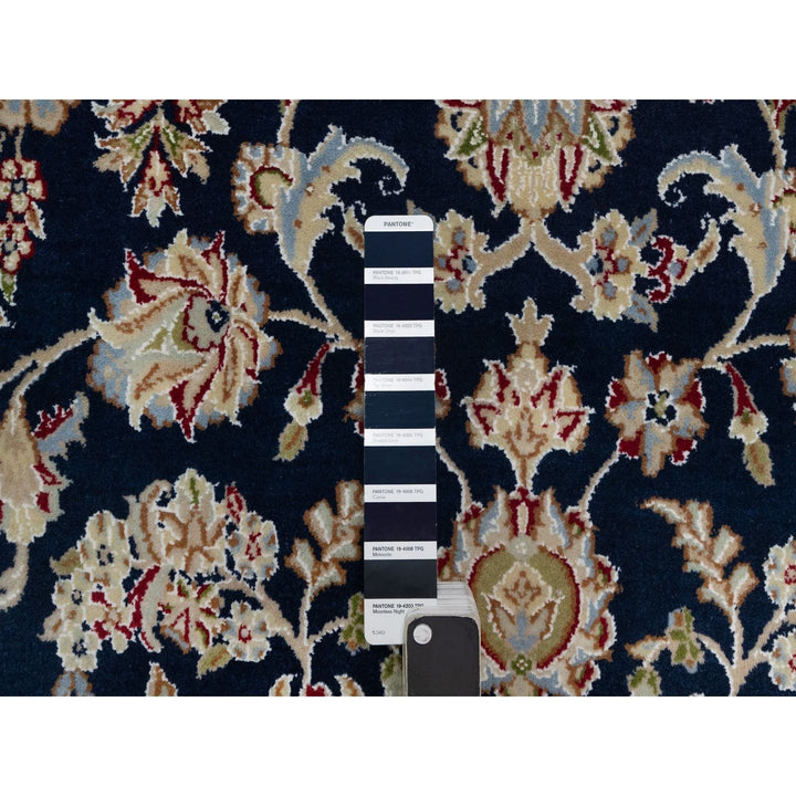 5'10" x 9'2" New Hand Knotted Blue Wool & Silk Rectangle Oriental Rug - MOA10291524
