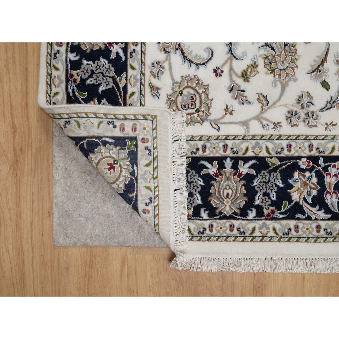 5'9" x 9'2" New Hand Knotted Ivory Wool & Silk Rectangle Oriental Rug - MOA10291525