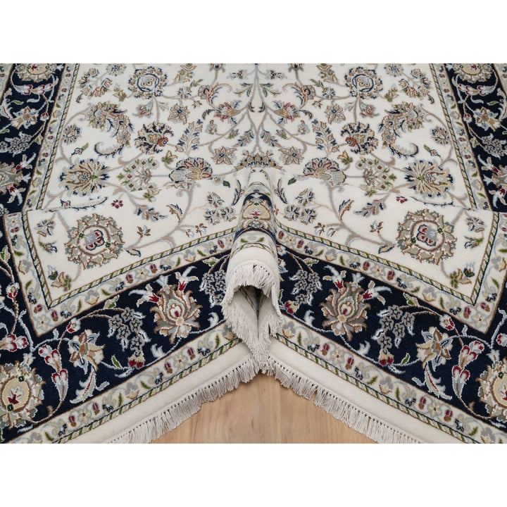 5'9" x 9'2" New Hand Knotted Ivory Wool & Silk Rectangle Oriental Rug - MOA10291525