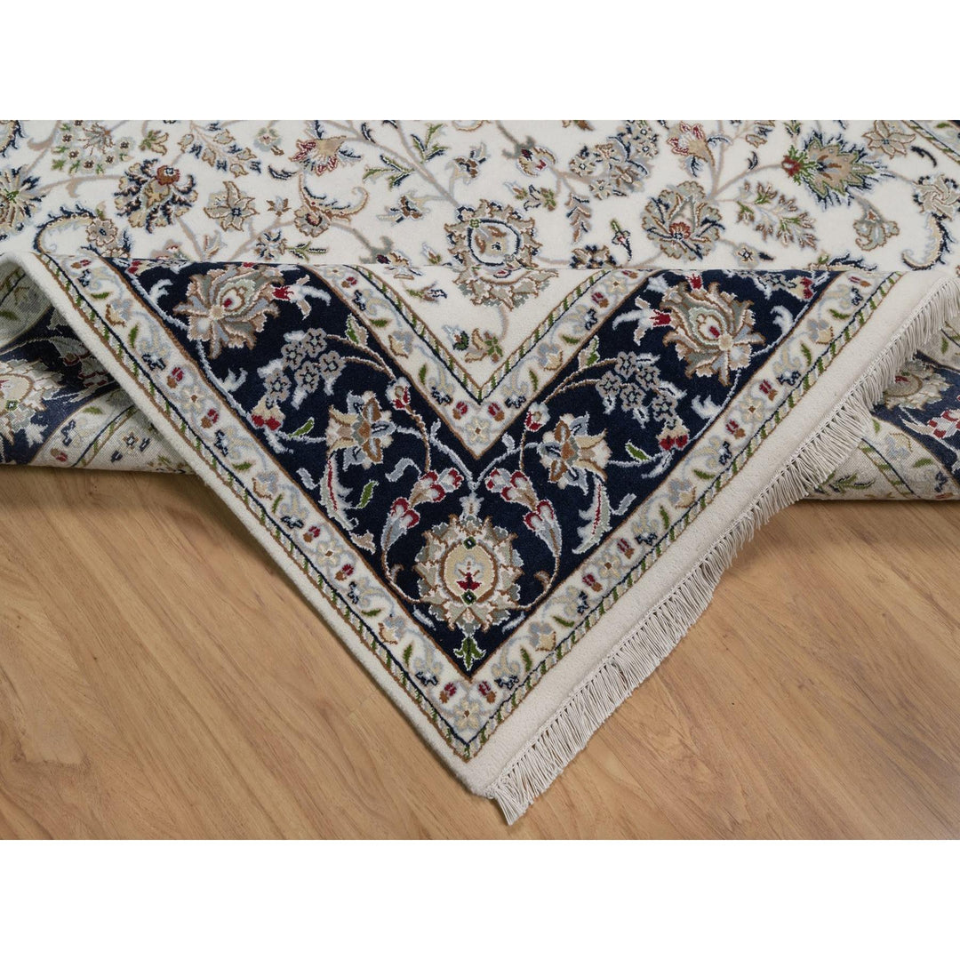 5'9" x 9'2" New Hand Knotted Ivory Wool & Silk Rectangle Oriental Rug - MOA10291525