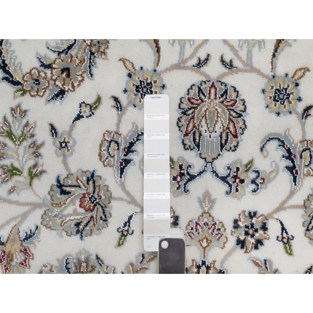 5'9" x 9'2" New Hand Knotted Ivory Wool & Silk Rectangle Oriental Rug - MOA10291525