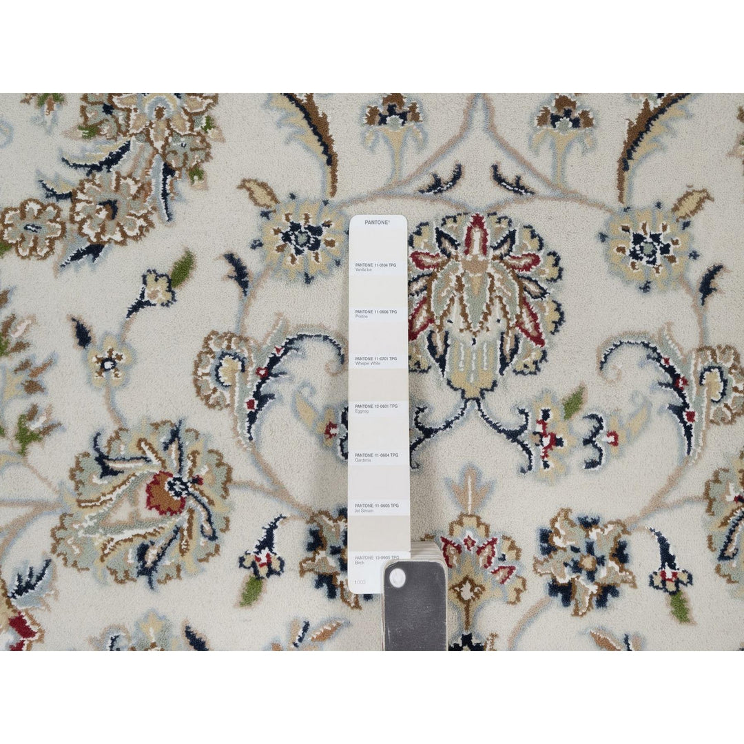 6'2" x 9'0" New Hand Knotted Ivory Wool & Silk Rectangle Oriental Rug - MOA10291526