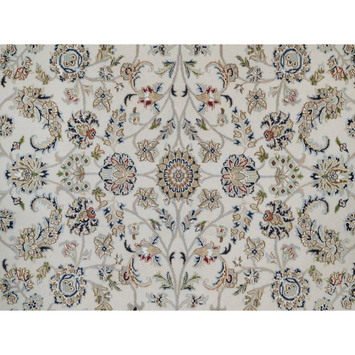 6'2" x 9'0" New Hand Knotted Ivory Wool & Silk Rectangle Oriental Rug - MOA10291526