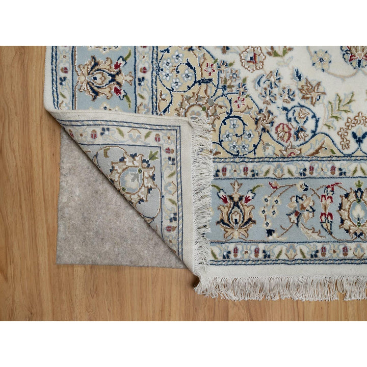 5'1" x 7'2" New Hand Knotted Ivory Wool & Silk Rectangle Oriental Rug - MOA10291527