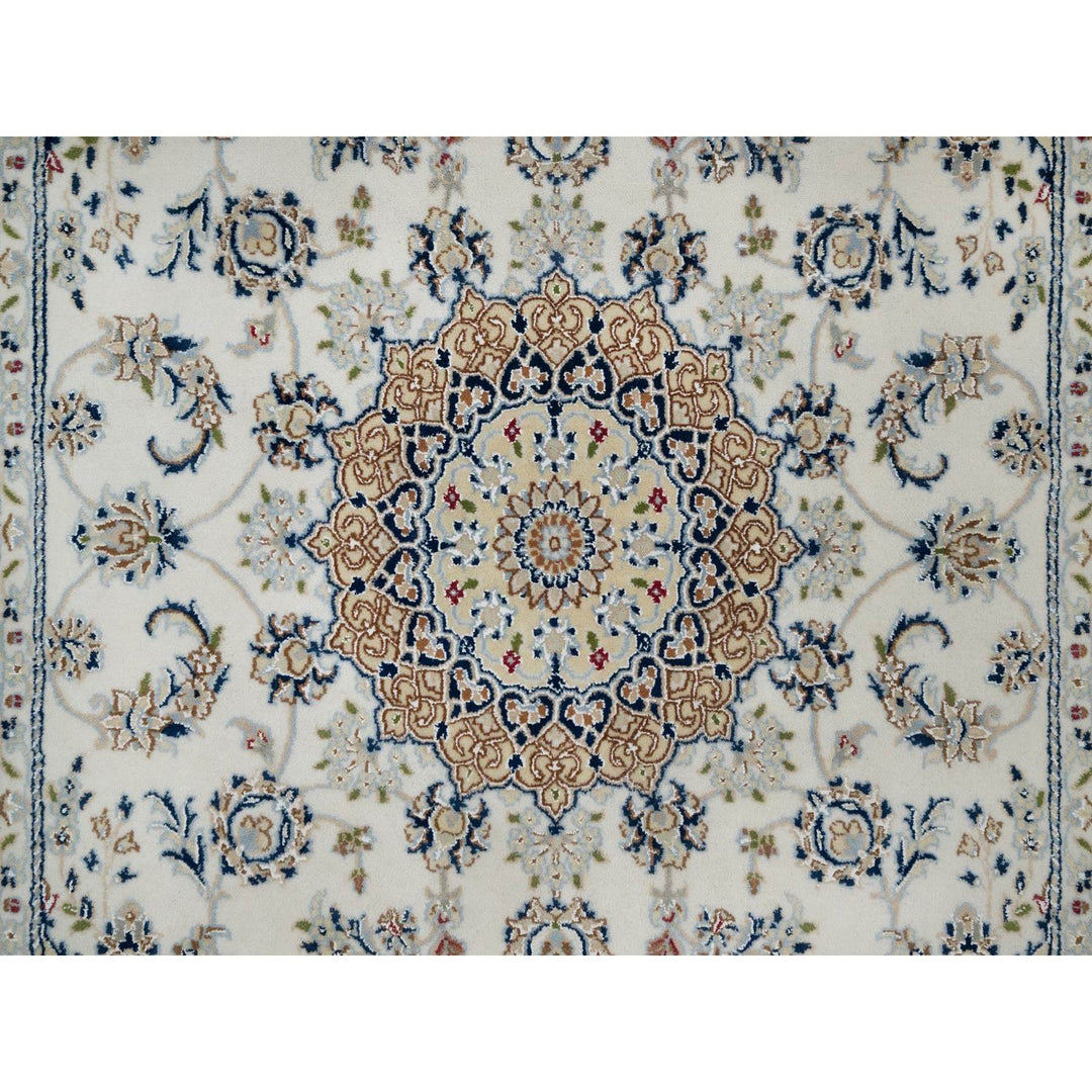 5'1" x 7'2" New Hand Knotted Ivory Wool & Silk Rectangle Oriental Rug - MOA10291527