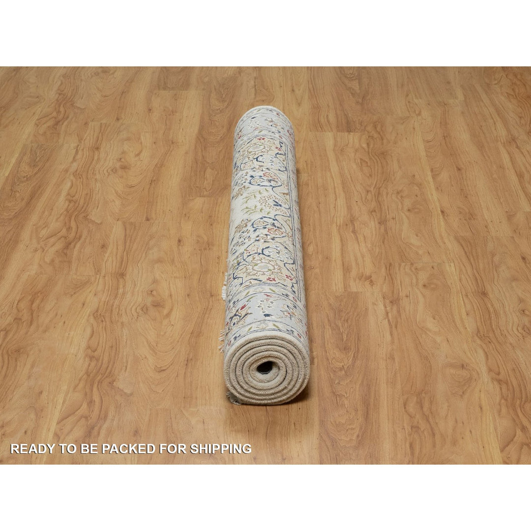 5'1" x 7'2" New Hand Knotted Ivory Wool & Silk Rectangle Oriental Rug - MOA10291527