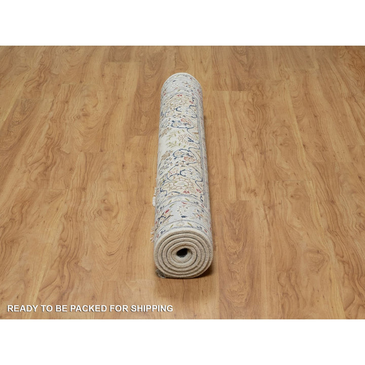 5'1" x 7'2" New Hand Knotted Ivory Wool & Silk Rectangle Oriental Rug - MOA10291527