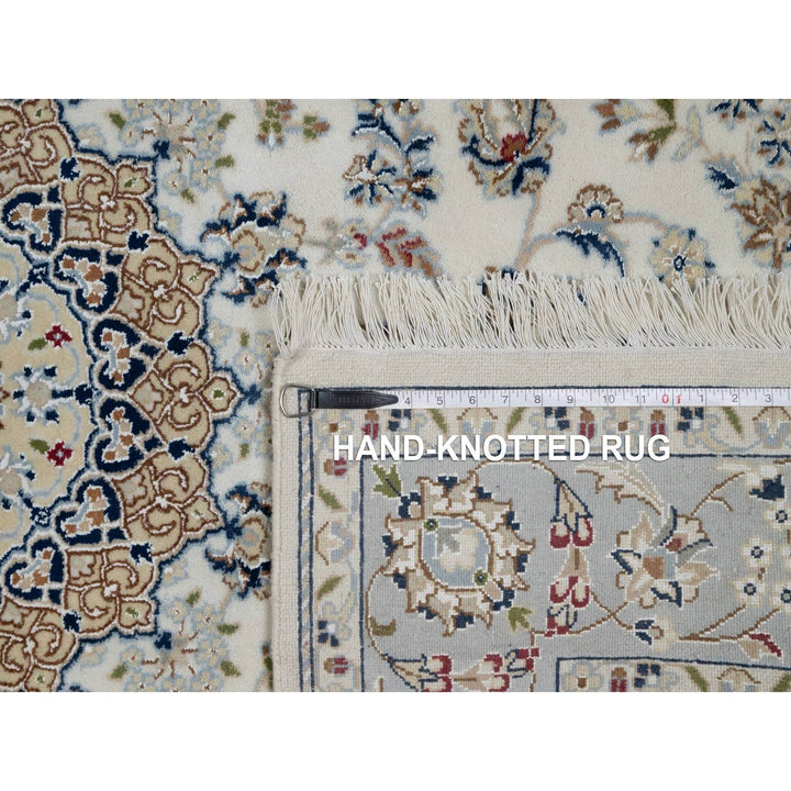 5'1" x 7'2" New Hand Knotted Ivory Wool & Silk Rectangle Oriental Rug - MOA10291527