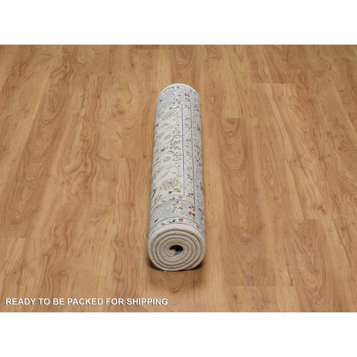 3'10" x 6'0" New Hand Knotted Ivory Wool & Silk Rectangle Oriental Rug - MOA10291528