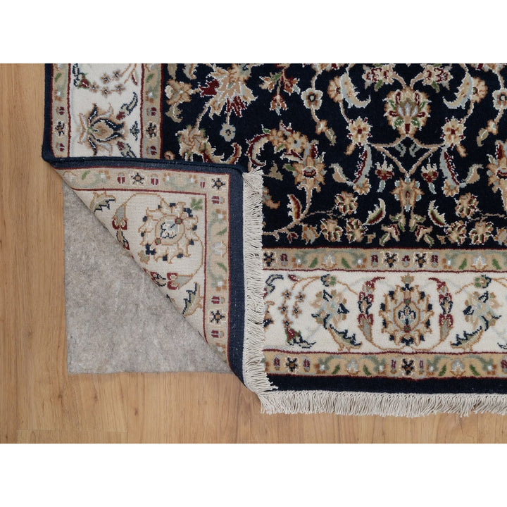 4'0" x 6'0" New Hand Knotted Blue Wool & Silk Rectangle Oriental Rug - MOA10291529