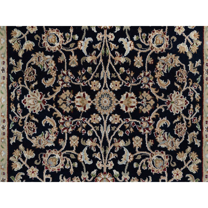 4'0" x 6'0" New Hand Knotted Blue Wool & Silk Rectangle Oriental Rug - MOA10291529