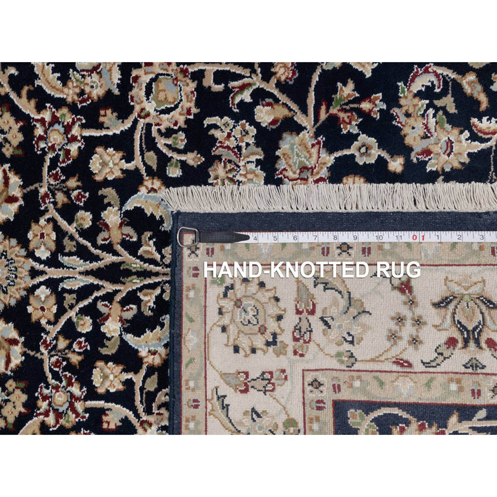 4'0" x 6'0" New Hand Knotted Blue Wool & Silk Rectangle Oriental Rug - MOA10291529