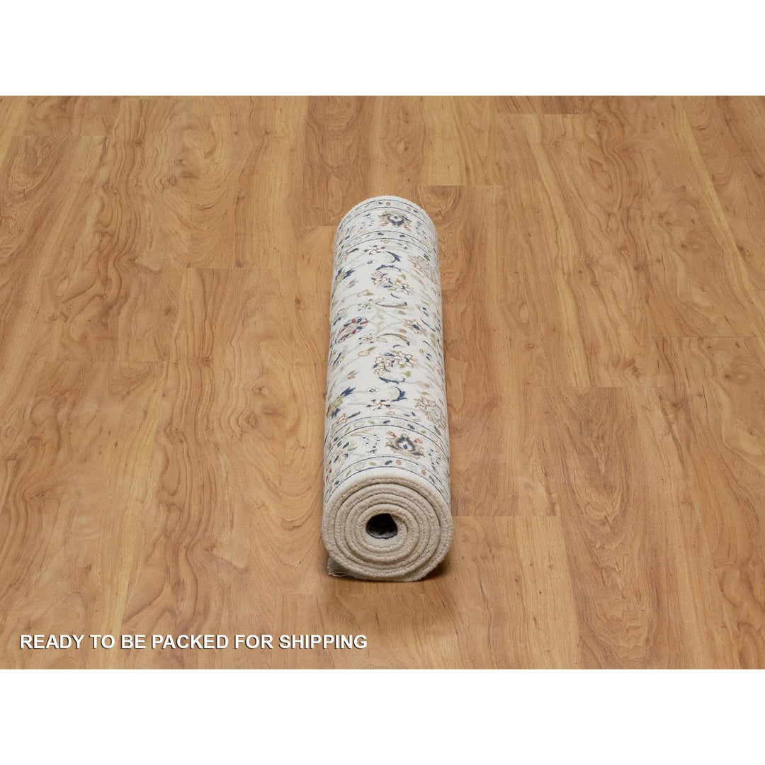 3'3" x 5'3" New Hand Knotted Ivory Wool & Silk Rectangle Oriental Rug - MOA10291531