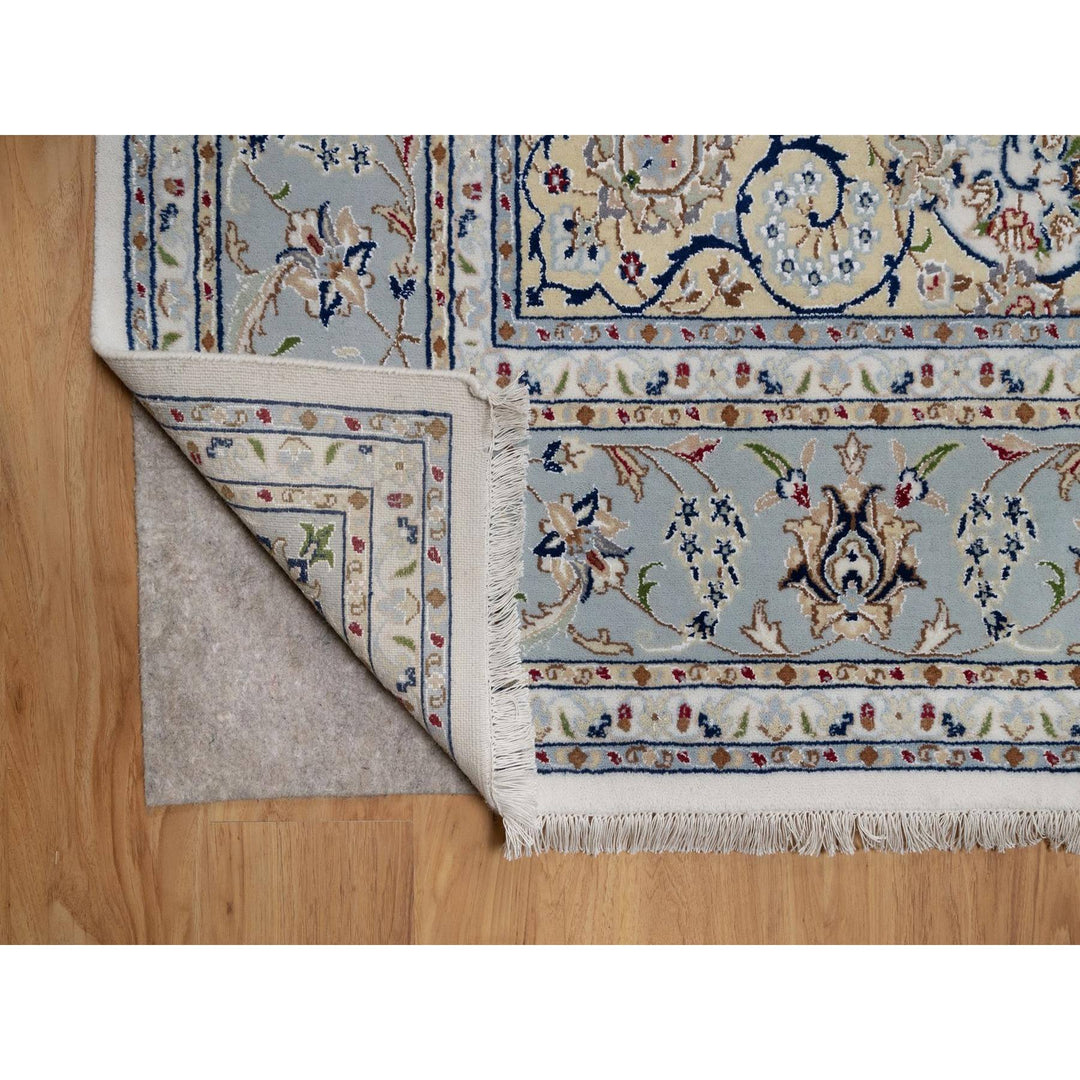 7'11" x 10'1" New Hand Knotted Ivory Wool & Silk Rectangle Oriental Rug - MOA10291532