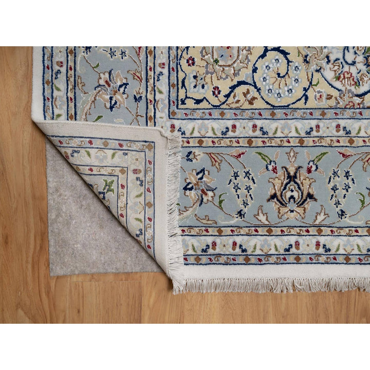 7'11" x 10'1" New Hand Knotted Ivory Wool & Silk Rectangle Oriental Rug - MOA10291532
