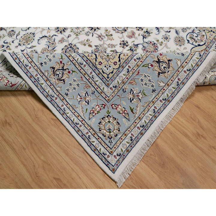 7'11" x 10'1" New Hand Knotted Ivory Wool & Silk Rectangle Oriental Rug - MOA10291532