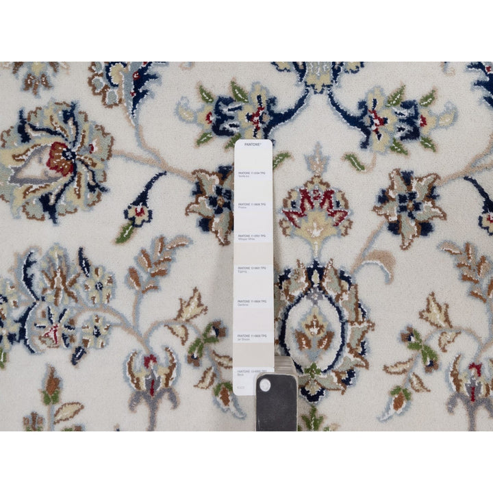7'11" x 10'1" New Hand Knotted Ivory Wool & Silk Rectangle Oriental Rug - MOA10291532