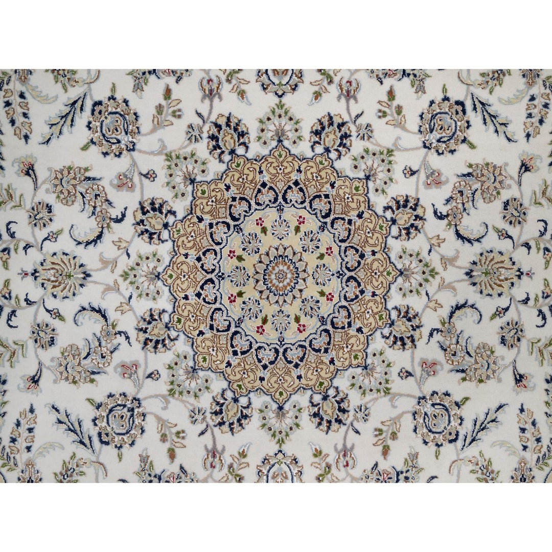 7'11" x 10'1" New Hand Knotted Ivory Wool & Silk Rectangle Oriental Rug - MOA10291532