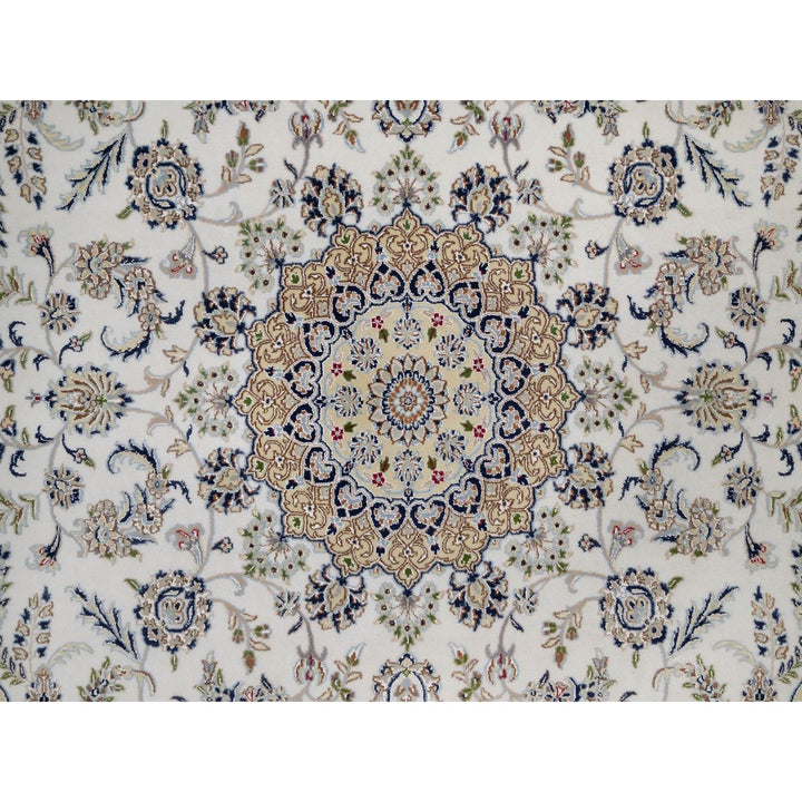 7'11" x 10'1" New Hand Knotted Ivory Wool & Silk Rectangle Oriental Rug - MOA10291532