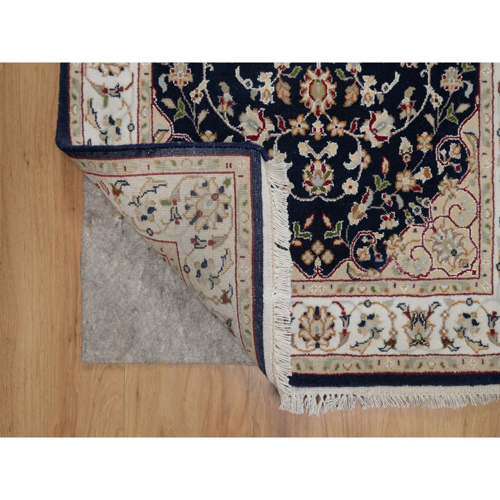 2'8" x 4'2" New Hand Knotted Blue Wool & Silk Rectangle Oriental Rug - MOA10291533