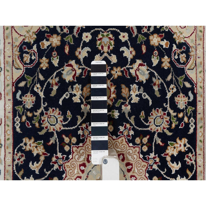 2'8" x 4'2" New Hand Knotted Blue Wool & Silk Rectangle Oriental Rug - MOA10291533