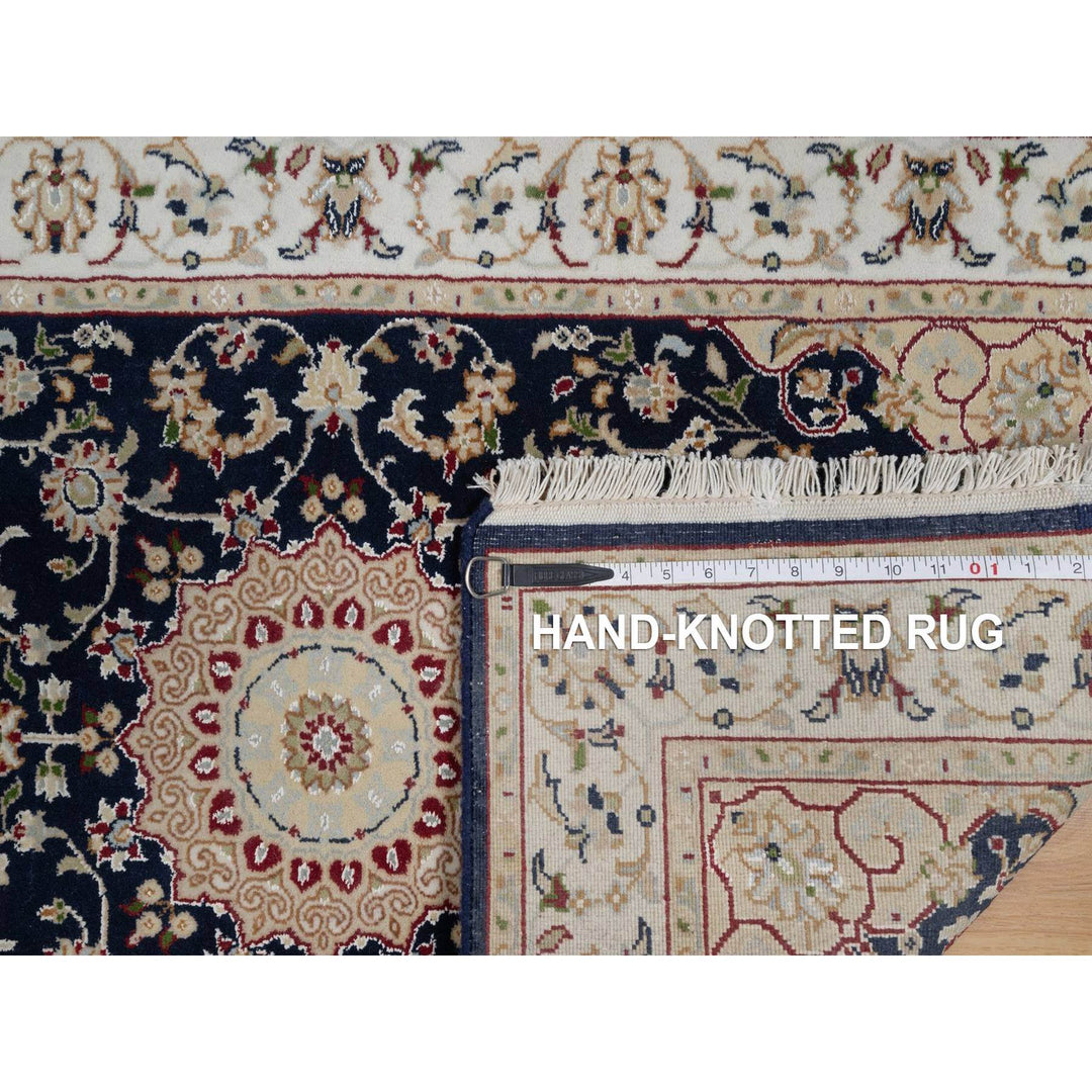 2'8" x 4'2" New Hand Knotted Blue Wool & Silk Rectangle Oriental Rug - MOA10291533