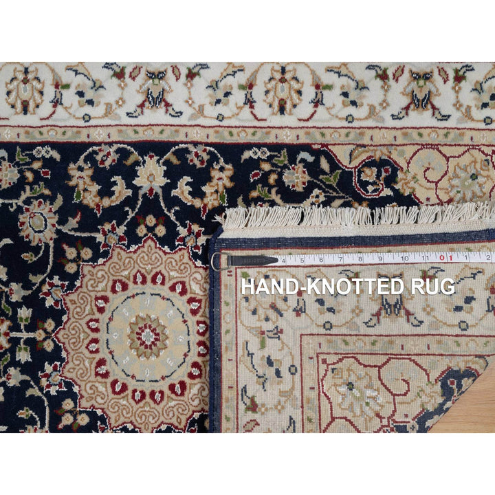 2'8" x 4'2" New Hand Knotted Blue Wool & Silk Rectangle Oriental Rug - MOA10291533