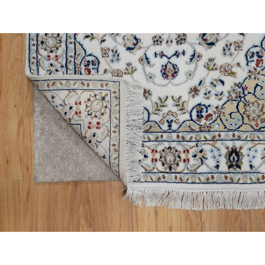 3'2" x 5'3" New Hand Knotted Ivory Wool & Silk Rectangle Oriental Rug - MOA10291535