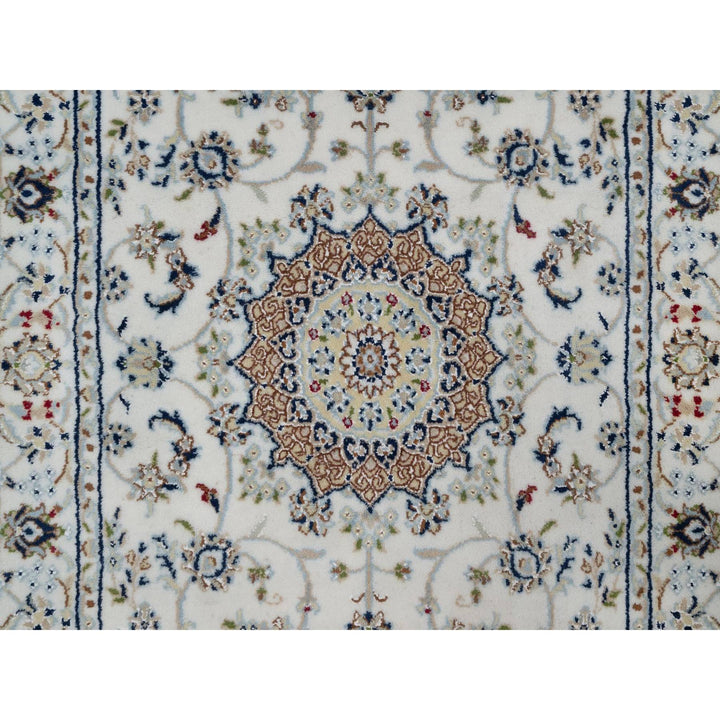 3'2" x 5'3" New Hand Knotted Ivory Wool & Silk Rectangle Oriental Rug - MOA10291535