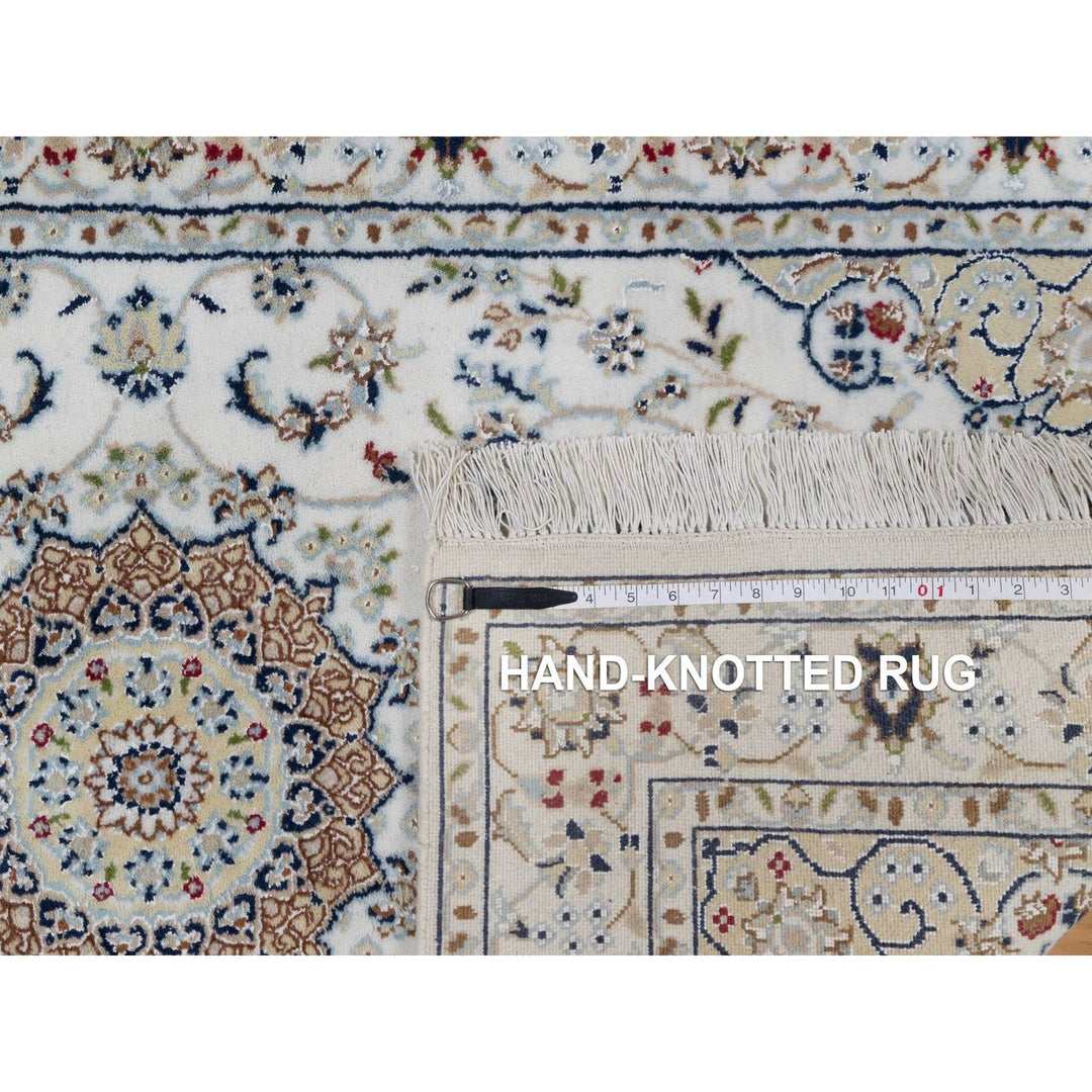 3'2" x 5'3" New Hand Knotted Ivory Wool & Silk Rectangle Oriental Rug - MOA10291535