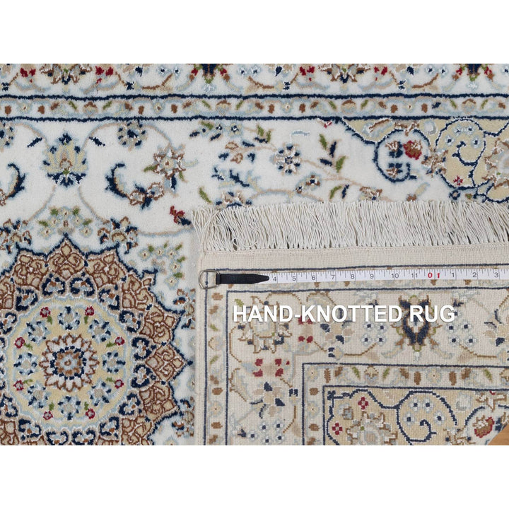 3'2" x 5'3" New Hand Knotted Ivory Wool & Silk Rectangle Oriental Rug - MOA10291535