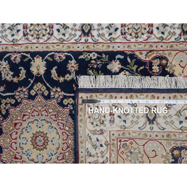 3'0" x 5'2" New Hand Knotted Blue Wool & Silk Rectangle Oriental Rug - MOA10291536