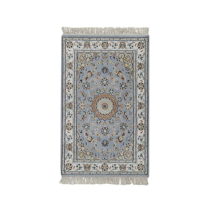 2'0" x 3'3" New Hand Knotted Blue Wool & Silk Rectangle Oriental Rug - MOA10291537