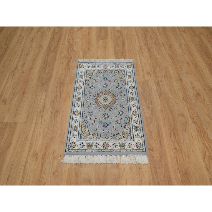 2'0" x 3'3" New Hand Knotted Blue Wool & Silk Rectangle Oriental Rug - MOA10291537