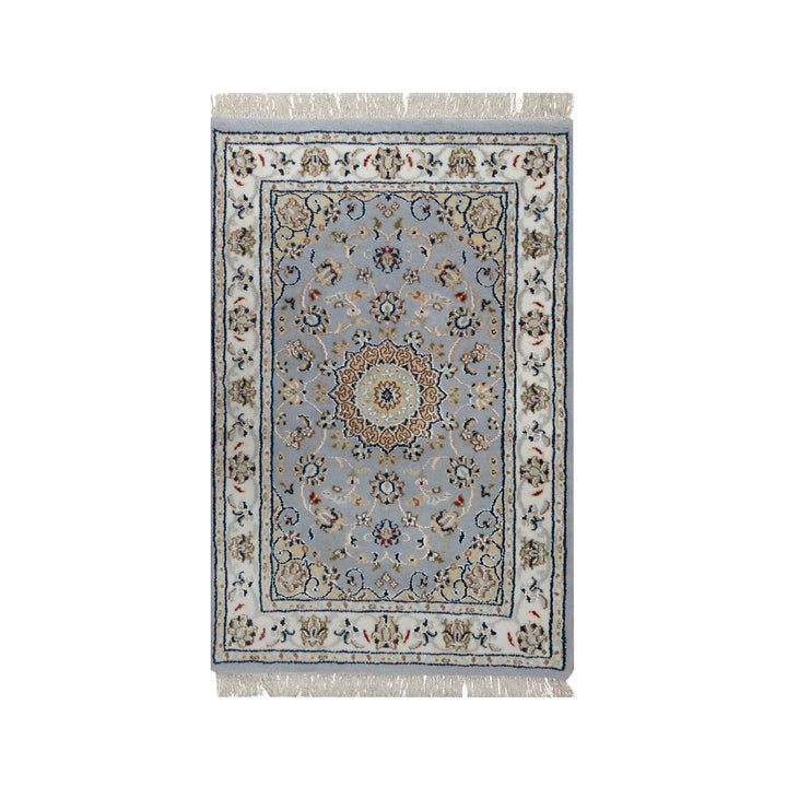 2'1" x 3'2" New Hand Knotted Blue Wool & Silk Rectangle Oriental Rug - MOA10291538
