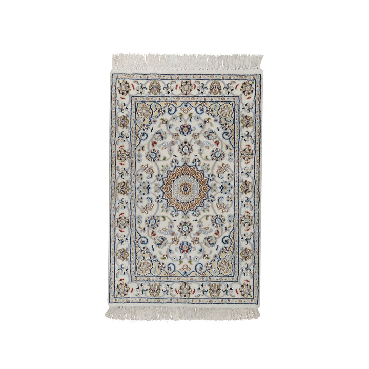 2'0" x 3'1" New Hand Knotted Ivory Wool & Silk Rectangle Oriental Rug - MOA10291539