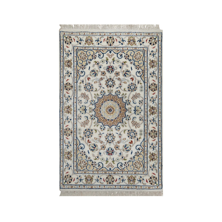 2'0" x 3'2" New Hand Knotted Ivory Wool & Silk Rectangle Oriental Rug - MOA10291540
