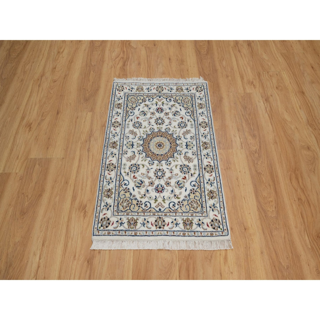 2'0" x 3'2" New Hand Knotted Ivory Wool & Silk Rectangle Oriental Rug - MOA10291540