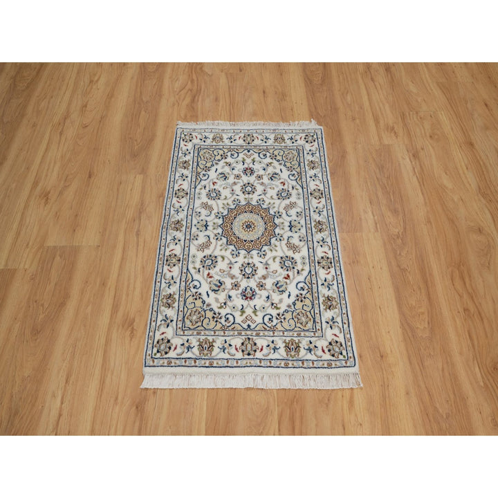 2'0" x 3'2" New Hand Knotted Ivory Wool & Silk Rectangle Oriental Rug - MOA10291540