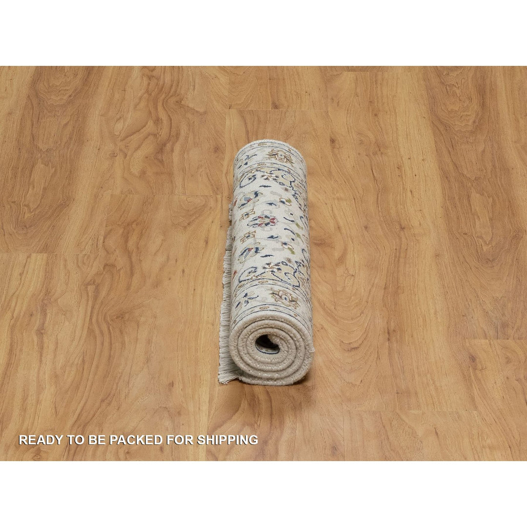 2'0" x 3'2" New Hand Knotted Ivory Wool & Silk Rectangle Oriental Rug - MOA10291540