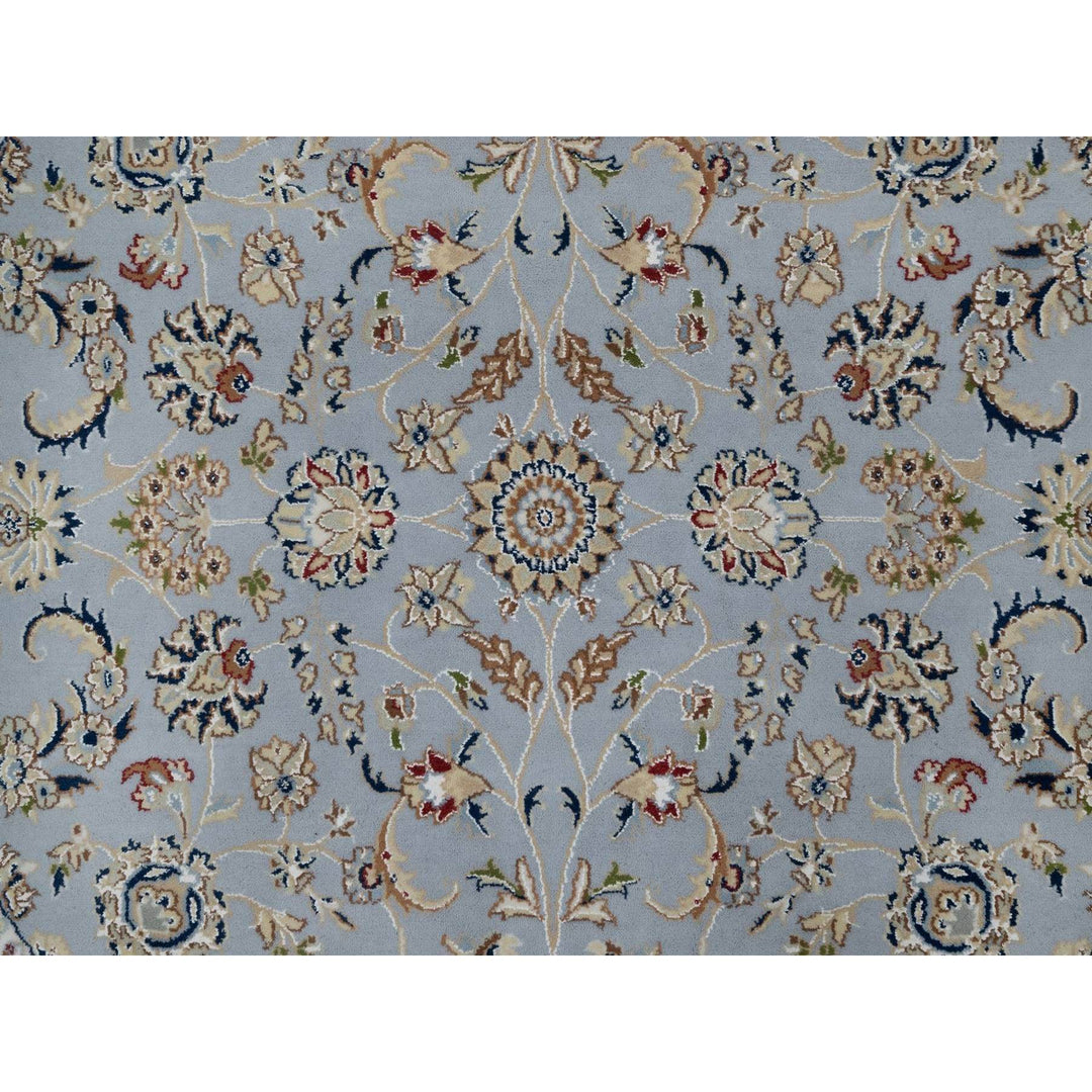 6'2" x 6'2" New Hand Knotted Blue Wool & Silk Round Oriental Rug - MOA10291541
