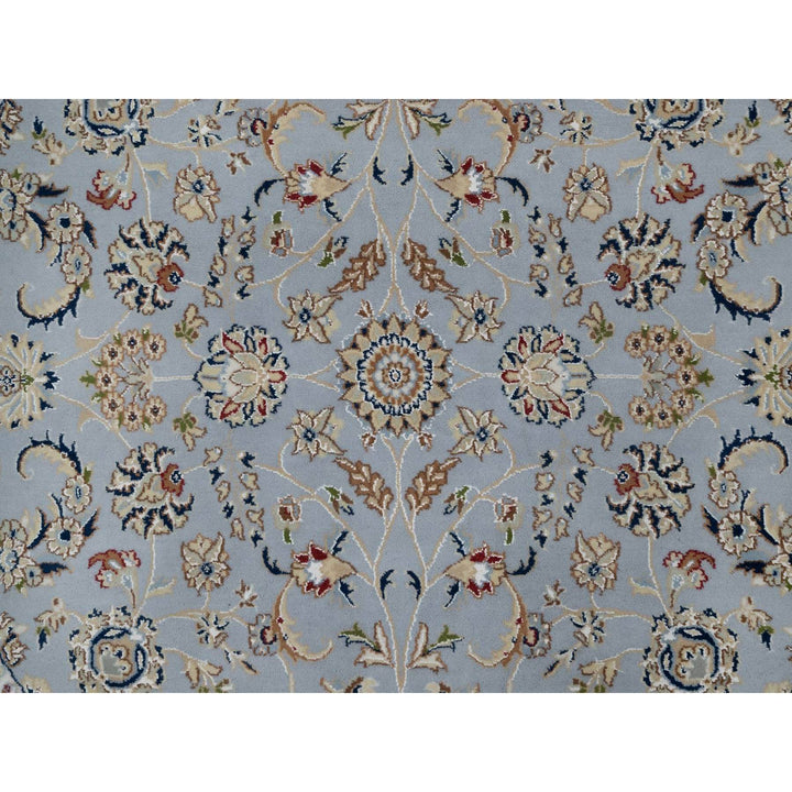 6'2" x 6'2" New Hand Knotted Blue Wool & Silk Round Oriental Rug - MOA10291541
