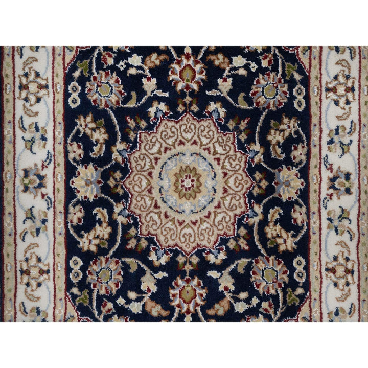 2'1" x 3'2" New Hand Knotted Blue Wool & Silk Rectangle Oriental Rug - MOA10291545